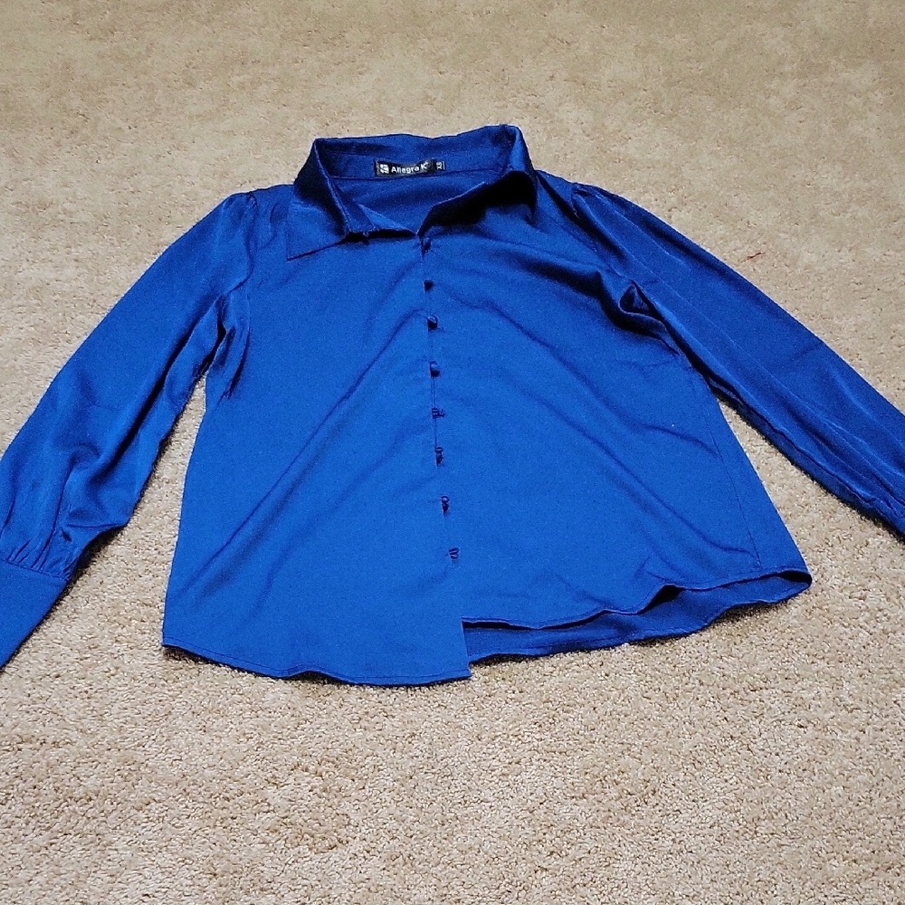 Allegra K Blue Casual Button Down Shirt